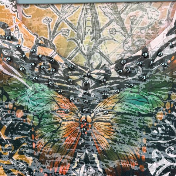 California Bloom Y2K Butterfly Burnout Top Size L - Picture 3 of 5